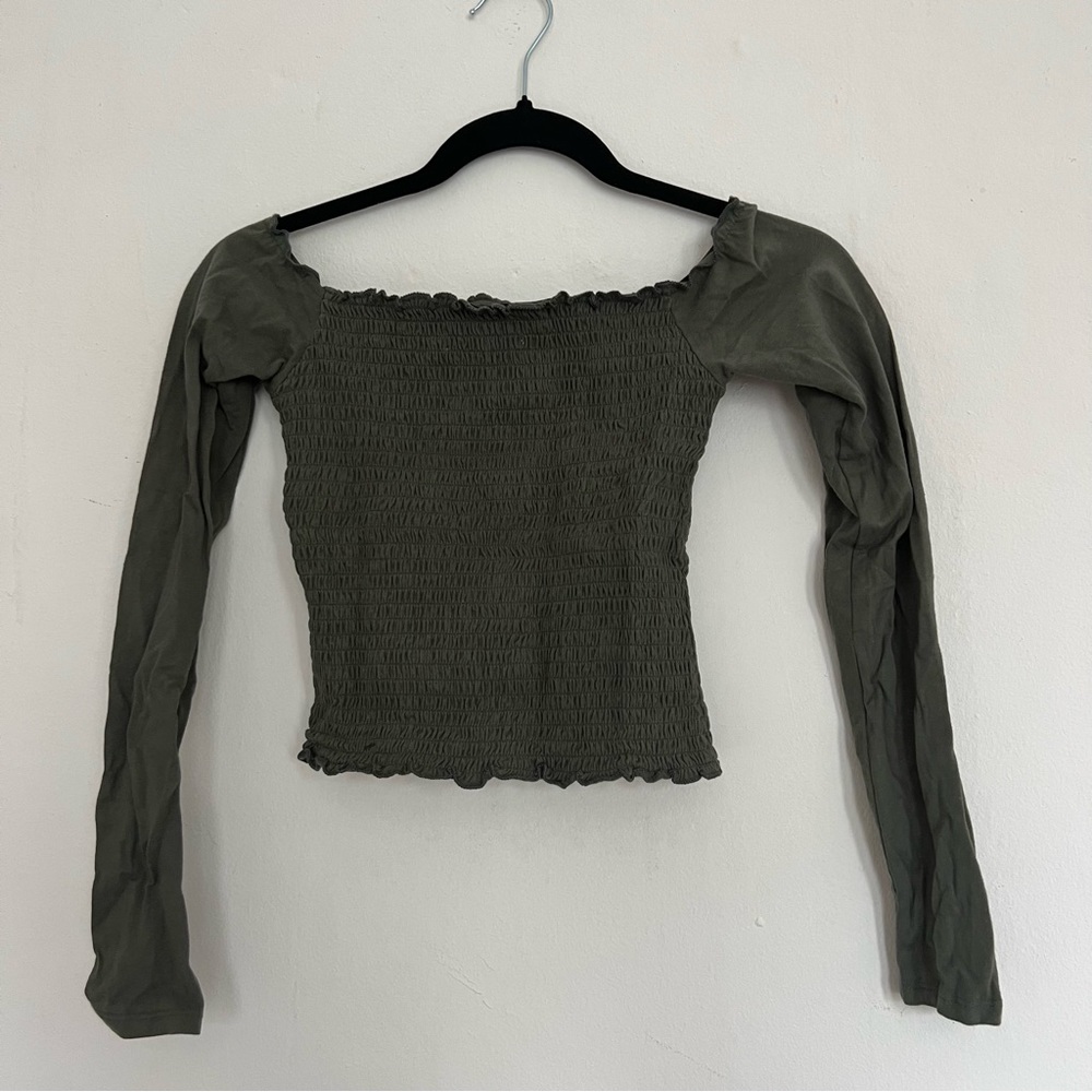 Hollister Khaki Off the Shoulder Top